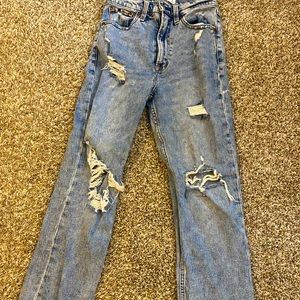 Distressed mom jeans